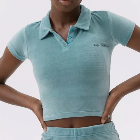 iets frans… Velour Shrunken Polo Shirt - Picture 1 of 2
